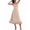 thumbnail image 3 of Womens Fashion Spaghetti Strap Flowy A-Line Dress with 3D Floral Appliques Party Maxi Gown S, 3 of 7