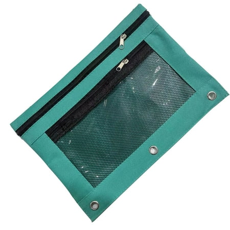 Pencil Pouch for 3 Ring Clear Window Pencil Case with 3 Reinforced Grommets Pen Bag Accessories Blue
