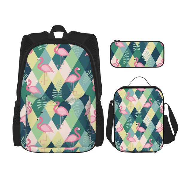 Fotbe Flamingo Set Escolar 3 en 1 para Niños - Mochila Duradera con Lonchera Aislante y Estuche para Lápices - Mochila Escolar para Niños y Niñas