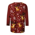 thumbnail image 4 of Bzhegqhd 3/4 Length Sleeve Tops for Women Christmas Printed Blouse Round Neck Pullover T-shirts Loose Fit Casual Fashion Tee Holiday Party Wear Soft Comfortable Gift, 4 of 5