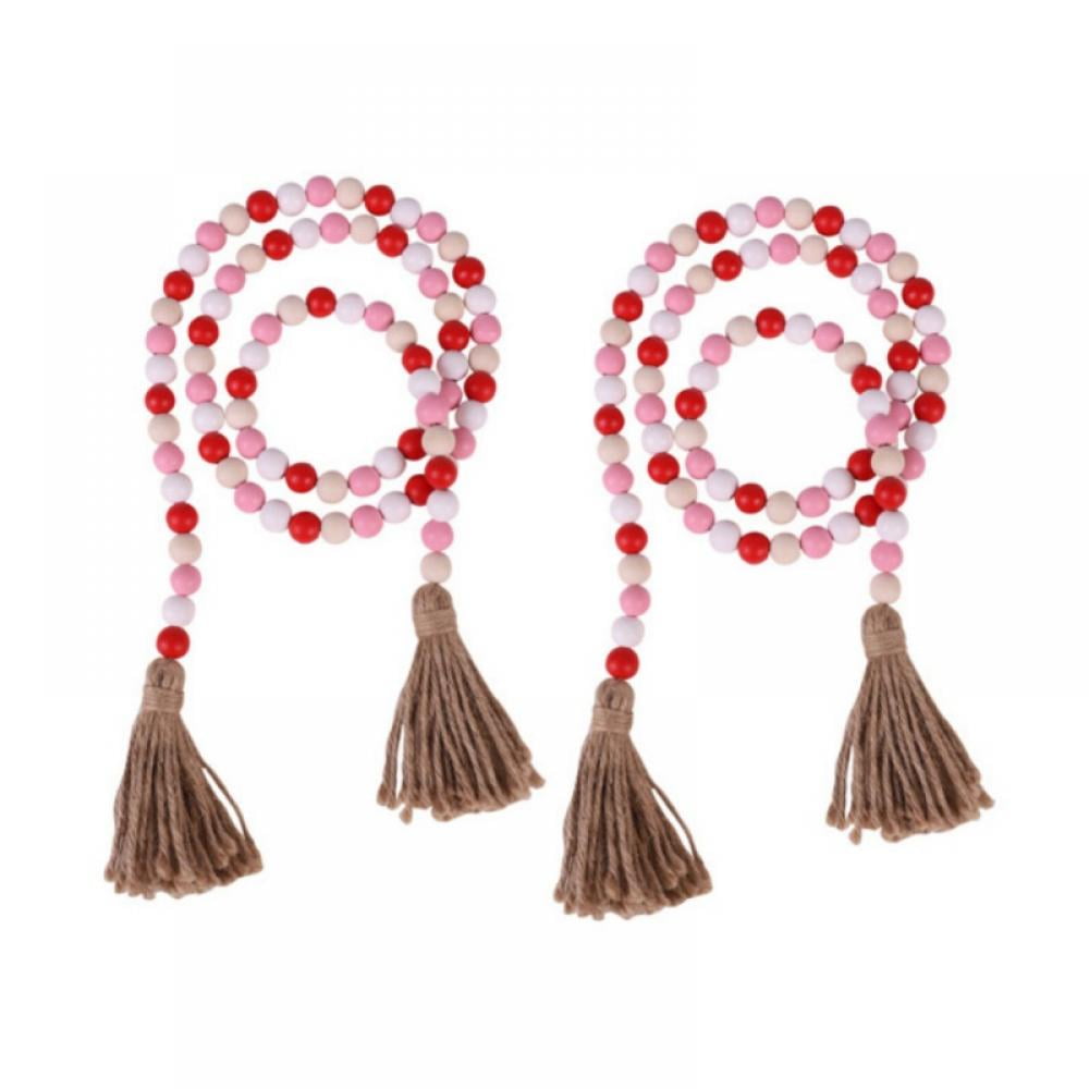 Details about   Wood Bead Garland with Tassels Farmhouse Beads Rustic Country Wall Home Decor US 