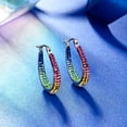 thumbnail image 2 of Crystal Hoop Earrings Fashion Inside Out Crystal Paved Oval Shape Hoop Earrings for Women, 2 of 5