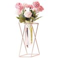 thumbnail image 5 of Florero de vidrio con soporte de metal, jardinera de vidrio de escritorio de geometría moderna, plantas hidropónicas de interior, 5 of 5
