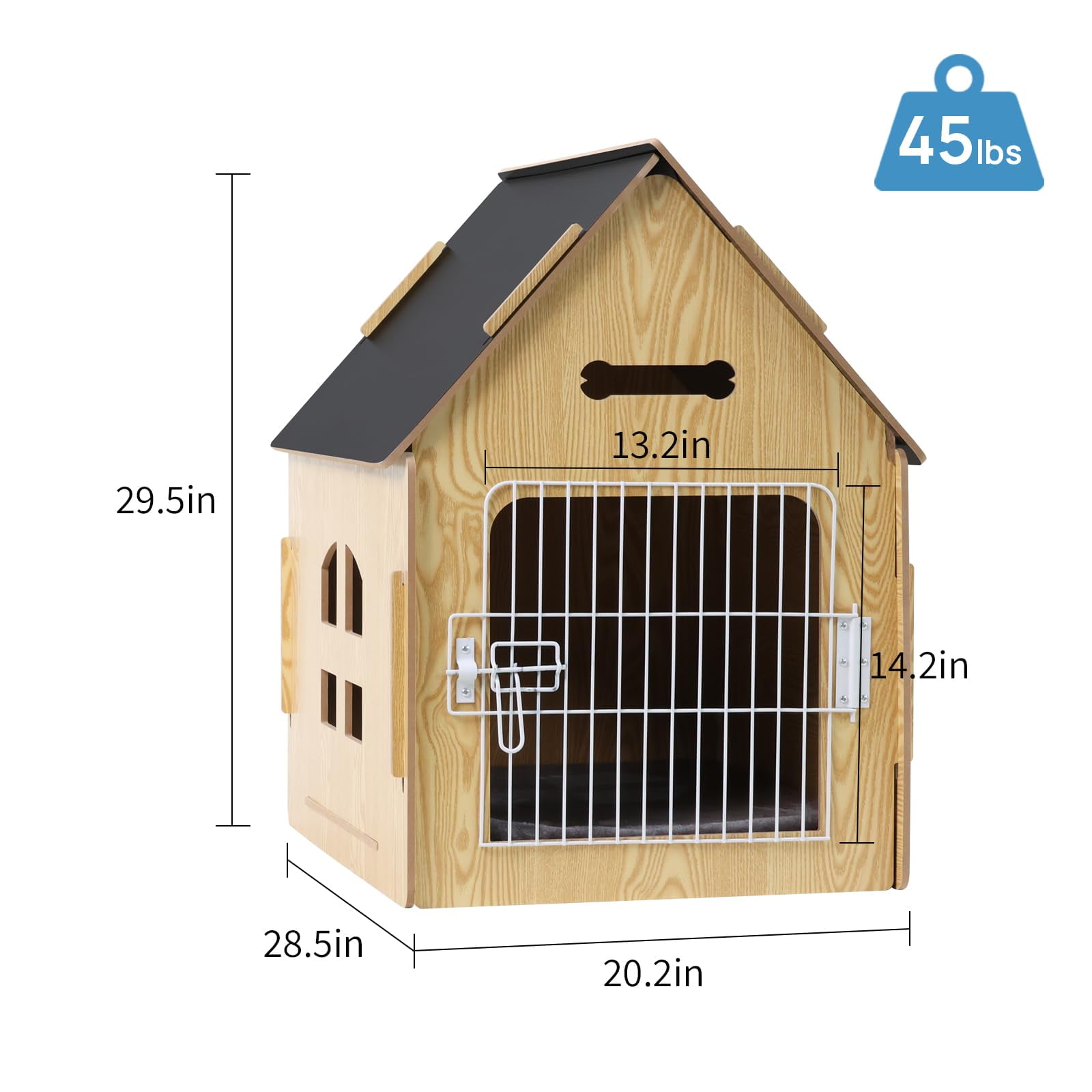 Wooden Indoor Dog House for Small Pets, Cozy Pet Bed with Air Vents, Elevated Floor Design, Warm Shelter for Puppies Cats Rabbits, Brown