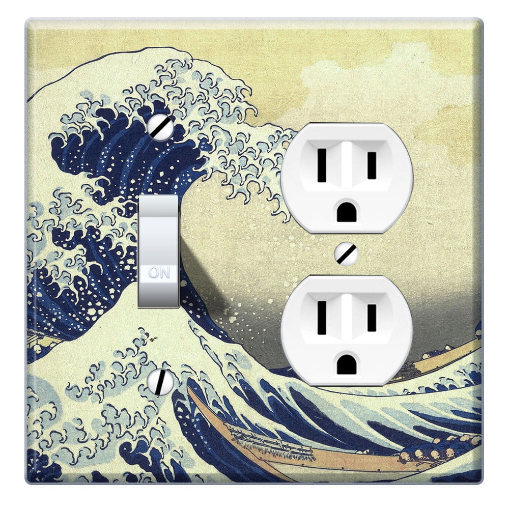 Wirester Double 1 Gang Toggle Light And 1 Gang Duplex Outlet Switch Plate Wall Plate Cover The Great Wave Off Kanagawa Walmart Com Walmart Com
