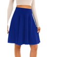 thumbnail image 3 of Women Casual Basic Knee‑Length A‑Line Skirt Flared Pleated Midi Half Skirt with Side Pockets Royal Blue XXL, 3 of 8