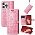 thumbnail image 1 of Funda Cartera FOXDOCK para iPhone 16 Pro Max , Flip PU con Relieve de Gatos y Perros, Tarjetero y Soporte, 1 of 6