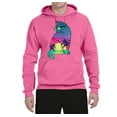 thumbnail image 2 of Neon Beach Sunset Cat California Vibes | Mens Animal Lover Hooded Sweatshirt Graphic Hoodie, Neon Pink, Large, 2 of 4