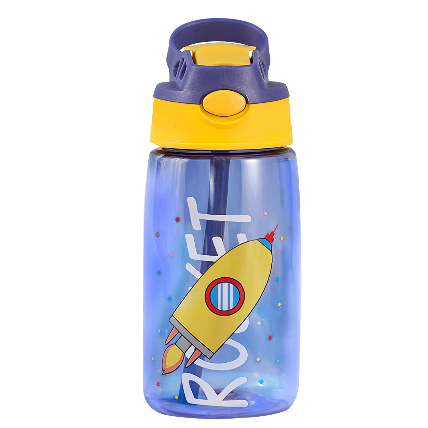 16.2oz Leak-Proof Kids Water Bottle with Straw Push Button