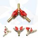 thumbnail image 4 of 3-way Tee Brass Y Shut Off Ball Valve 5/16 8mm Barb Fuel Gas Oil/valve Clamp(gold+red)(1pcs), 4 of 5