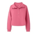 thumbnail image 7 of Feancey Corduroy Long Sleeve Shirts for Women Half Button Collar Pullover Tops Fall Casual Lightweight Sweatshirt Solid Color Loose Tunic Tees Pink L, 7 of 7