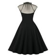 thumbnail image 3 of YYDGH Women's 1950s Audrey Retro Rockabilly Prom Dress Mock Neck Mesh Vintage Dresses 50's 60's A-Line Cocktail Party Swing Dress Black L, 3 of 8