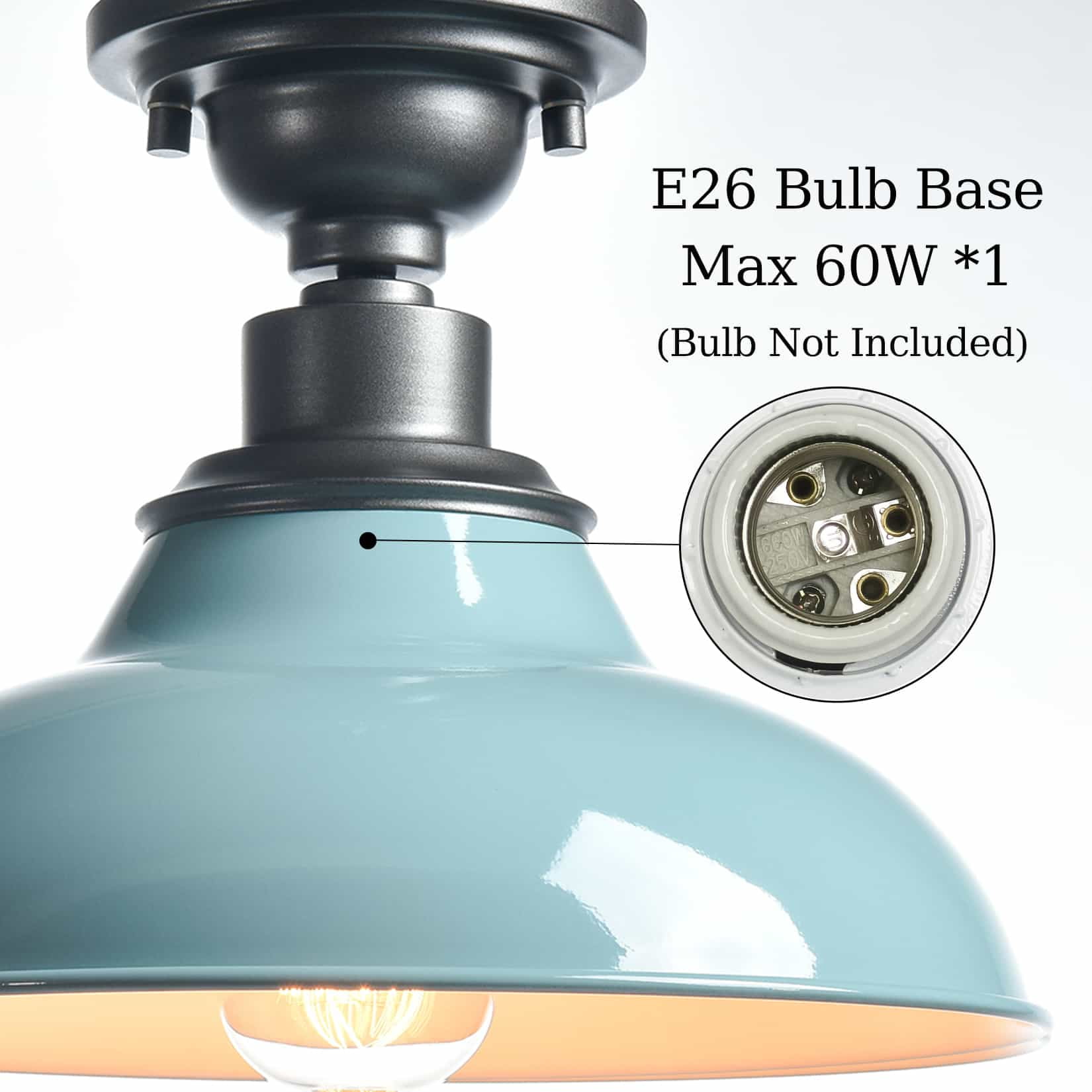 Modern Light Blue Semi Flush Mount Light Barn Shade Ceiling Light Fixture