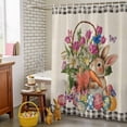 thumbnail image 4 of Easter Shower Curtain Bunny Easter Eggs Shower Curtains for Bathroom Decor, Waterproof Polyester Shower Curtain Set with Hooks, Extra Long 72" x 96" Colorful Egg Rabbit Leaves Flower, 4 of 9