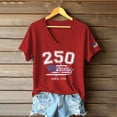 thumbnail image 2 of 250th Anniversary America Flag Heart 250 Year Women Girls Vneck T-Shirt 4th of July Shirt, 2 of 3