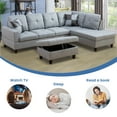 thumbnail image 2 of Aukfa 103" Sectional Sofa with Storage Ottoman, L Shape Couch for Living Room, Right Facing Chaise, Linen, Gray, 2 of 11