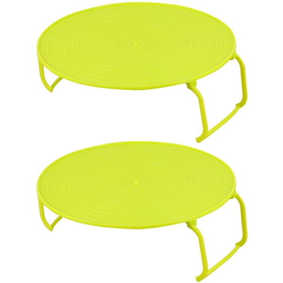 2pcs Microwave Steamer Rack Plastic Microwave Plate Stacker Round Plastic Baking Oven Tray Grill Rack for Bacon Frozen Snacks Cooking Supplies Green