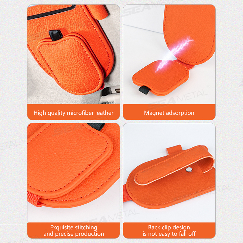 Car Sun Visor Glasses Holder Magnetic Eyeglass Clip Leatherette Sunglasses Storage Organizer Mount Universal Vehicle Interior Accessory