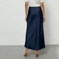 thumbnail image 4 of KDDYLITQ Satin Maxi Skirt for Women a Line Fishtail Skirts Silk Elastic Waistband Work Skirt Casual Long Skirts Navy S, 4 of 4