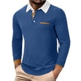 thumbnail image 1 of Kalauyu Men's Patchwork Long Sleeve Button-Up Flap Collar Shirt, 1 of 7