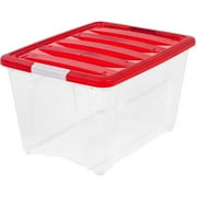 IRIS 53 Quart Holiday Plastic Storage Tote, Red