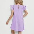 thumbnail image 5 of CYRBOKO Girls Summer Dresses, Birthday Casual Flutter Sleeve A-line Midi Dresses Purple Size 6-7T, 5 of 9