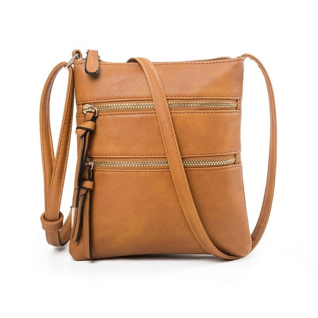 Bolso de hombro para mujer, informal, multifuncional, con bolsillo y doble cremallera, vertical, tipo bandolera