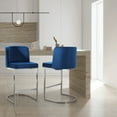 thumbnail image 2 of Modern Counter Height Bar Stools Upholstered Velvet Bar Chairs, Set of 1, 26" with Back and C-Shaped Metal Frame Island Stools for Home Bar Kitchen Pub, 2 of 9