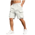 thumbnail image 7 of Besolor Men's Plus Size Cargo Shorts Summer Knee Length Drawstring High Waist Wide Leg Pants Casual Loose Running Sweat Shorts with Pocket, 7 of 7