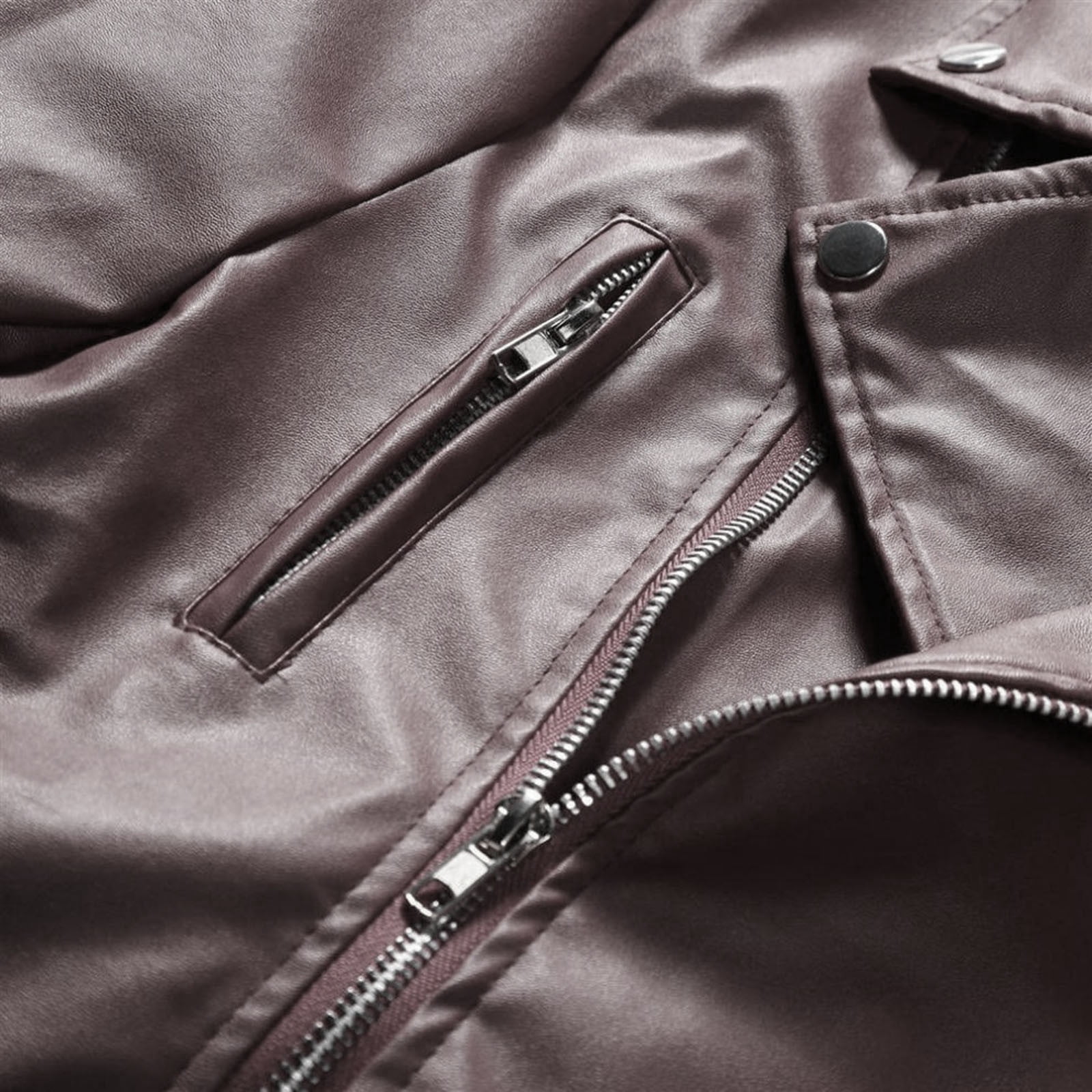 Men Faux Leather Jacket,Men's Genuine Lambskin Leather Jacket Long Sleeve Zip Up Outwear Sports Basic Parka Fall Winter Thickening Coat with Pocket