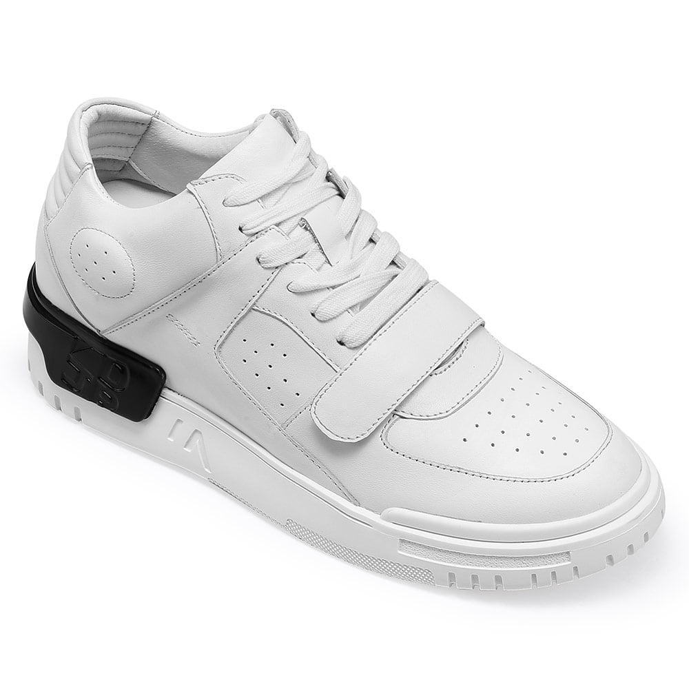CMR CHAMARIPA Taller Shoes Men's White Leather Sneakers Casual Elevator