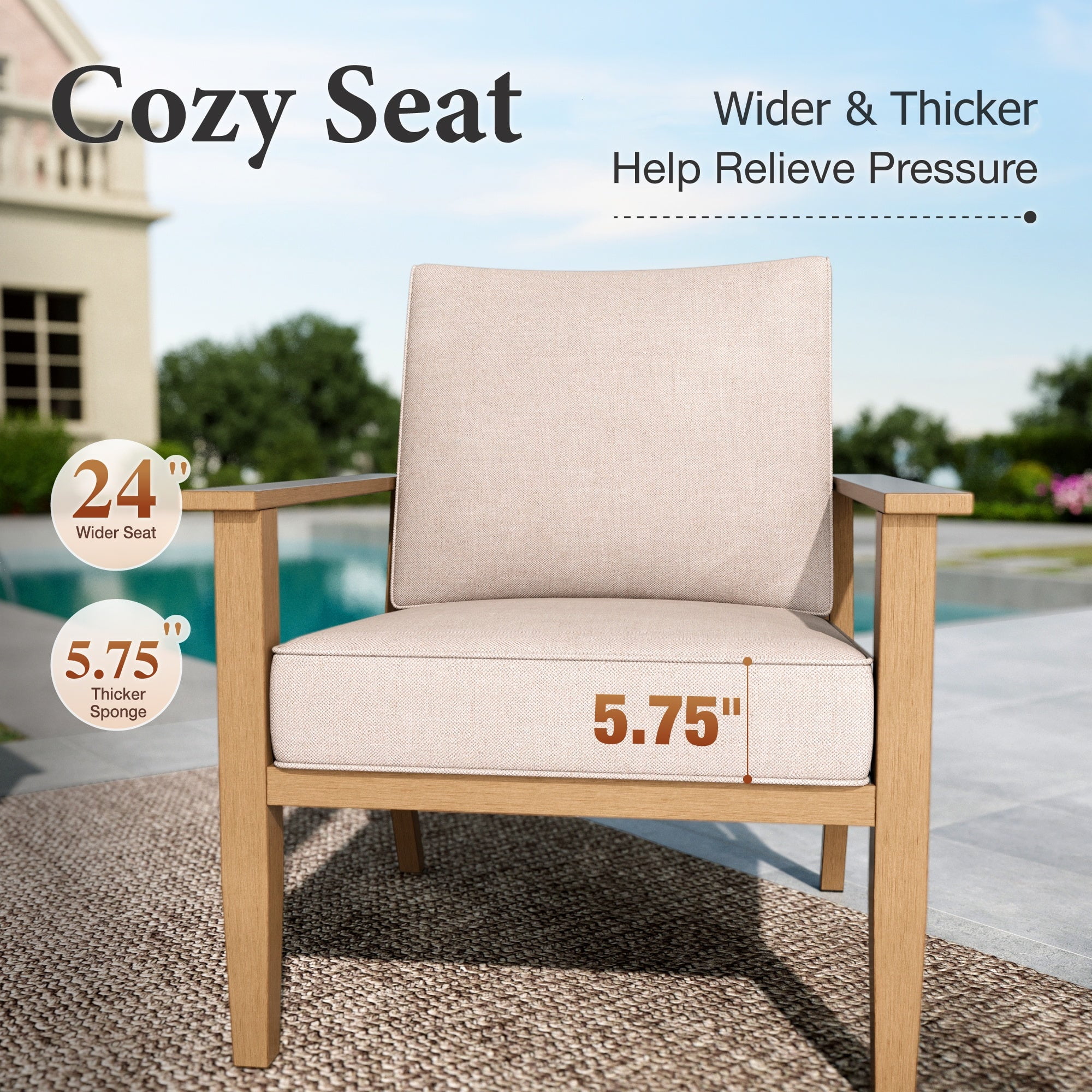 Summit Living 5-Piece Woven Rope Outdoor Patio Furniture Set with Swivel Chairs & 2 Round Nesting Coffee Table, Wood-Grain Metal Outdoor Patio Conversation Set for 5 People, Beige