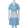 thumbnail image 2 of Waitress The Musical Style Blue Waiter Maid Dress Uniform Outfit with Apron for Women, 2 of 7