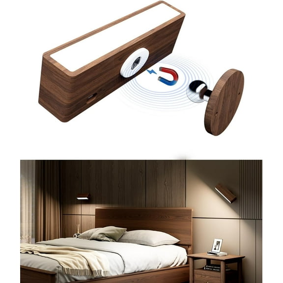 Wall Sconce, Sconces Wall Lighting, Wall Mounted Reading Light, Dimmable Magnetic Wall Mounted Lamp, LED Wall Lights Rotatable for Bedroom, Living Room (Brown)