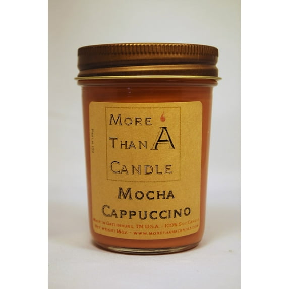 More Than A Candle MCP8J 8 oz Jelly Jar Soy Candle, Mocha Cappuccino