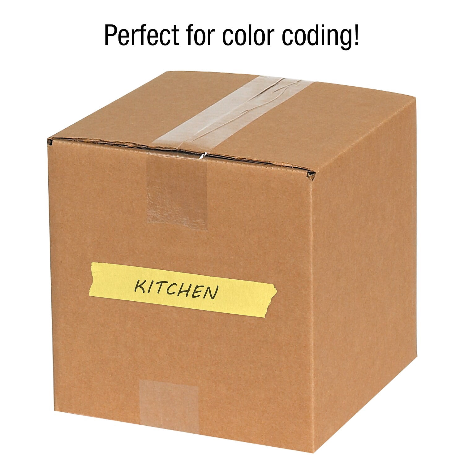 Tape Logic Colored Masking Tape 4.9 Mil 1/2" x 60 yds. Yellow 12/Case T93300312PKY