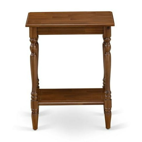 East West Furniture BF-08-ET End Table with Open Storage Shelf - Night Stand for Small Spaces, Stable and Sturdy Constructed - Antique Walnut Finish