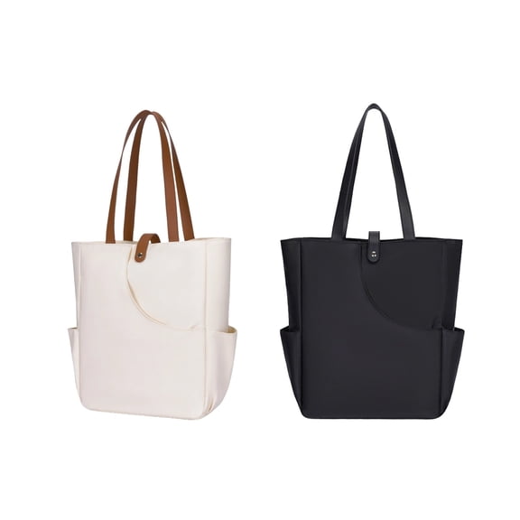 2 Pcs Tote Bag for Women Set, Versatile Black & White Fashion Sport Totes, Large Capacity External Pockets, 15.7 in / 40 cm Tote Bags for Work, Shopping