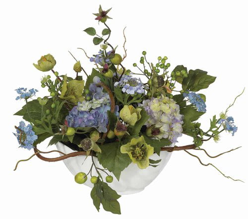 Blue Nearly Natural 4622-BL Hydrangea Decorative Centerpiece