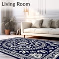 thumbnail image 2 of ODIKA 5'x7' Machine Washable Non-Slip Area Rug, Lotus with Interlocking Blossoms and Paisley Filigree High Traffic Rug, Blue, 714968, 2 of 7