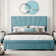 thumbnail image 4 of Queen Size Storage Bed, Velvet Upholstered Platform Bed with a Big Drawer, Blue, 4 of 7