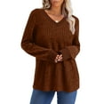 thumbnail image 7 of gakvbuo Pullover Sweater for Women V Neck Long Sleeve Shirts Dressy Casua Lightweight Fall Tunic Blouses Tops Ribbed Knitted Sweaters Outfits, 7 of 7