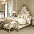 thumbnail image 2 of Michael Amini Platine de Royale Queen Velvet Panel Bed - Champagne Ivory, 2 of 13