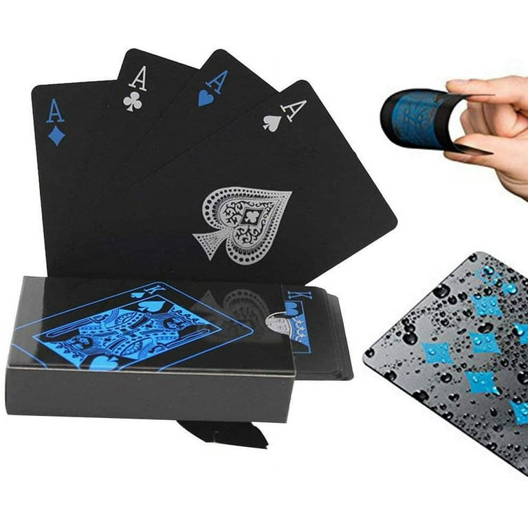 WeKonnect Black Playing Cards /Poker Cards, Waterproof PVC Plastic Blue &  Red of 54 Cards - Black Playing Cards /Poker Cards