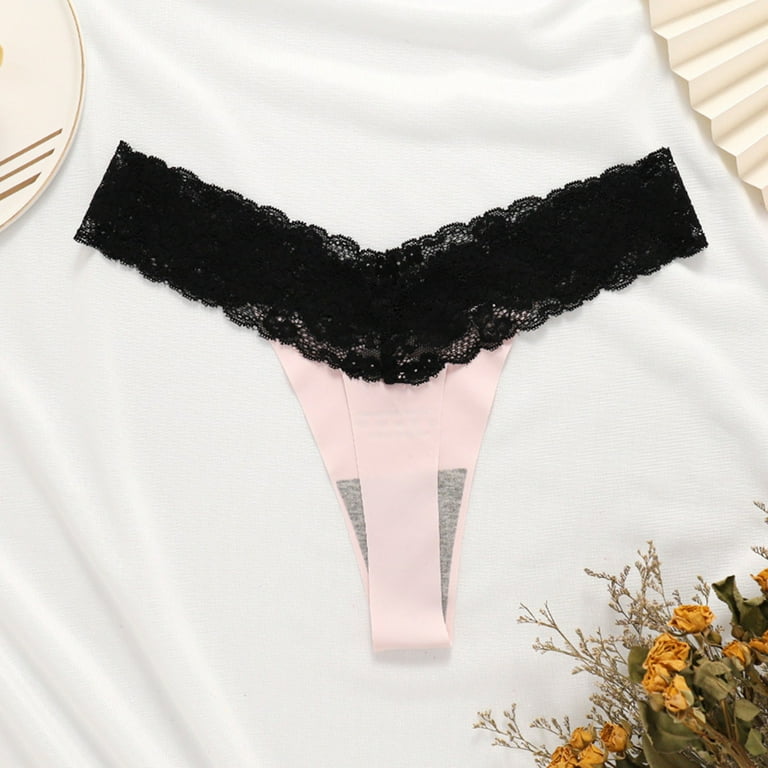 Gubotare Panties For Women Womens Lace Boxer Panties Seamless Solid Color  Comfortable Low Waist Panties,Pink L