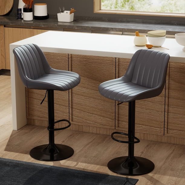 Juego de 2 Bancos de Bar Youhauchair Ajustables Giratorios Gris