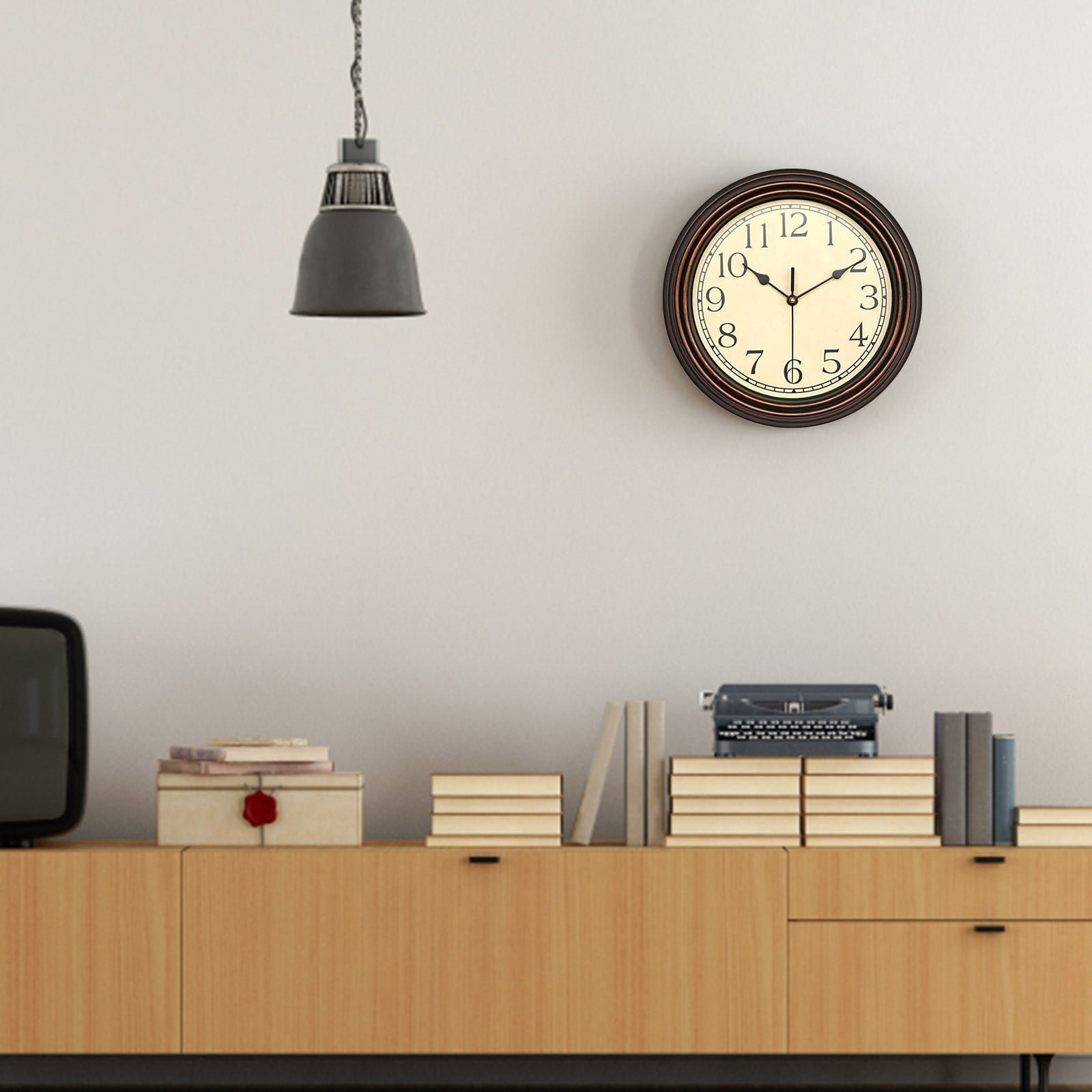 Clearance! Dusknt Clock Clearance Sale! Retro Silent Non Ticking Round Classic Clock Quartz Decorative Battery Operated Wall Clock for Living Room Kitchen Home 12 Inch Bronze, Clock