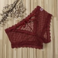 thumbnail image 3 of Douhoow Women Cage Back Panties Mesh Perspective Wave Shape Bow Underpants See Through Lace Briefs, 3 of 7