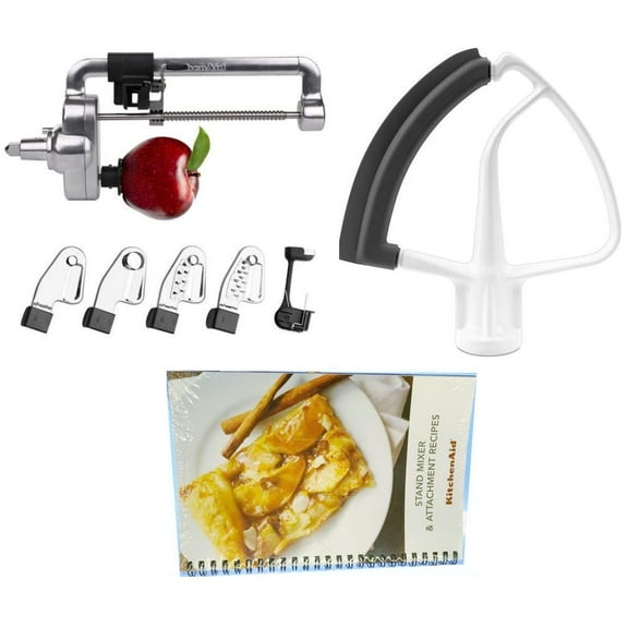KitchenAid DRTVICE6 Combo Package Spiralizer KSM1APC Flex Edge Beater KFE5T Stand Mixer Attachment Recipe Book