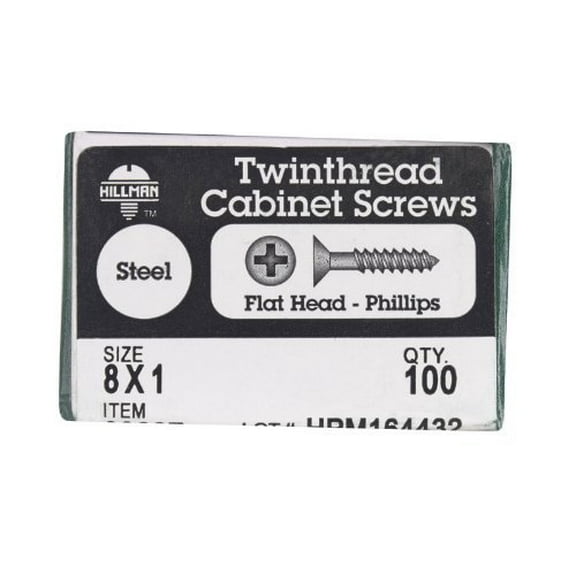 Hillman Cabinet Screws No. 8 X 1 " Phillips Flat Head 100 / Box
